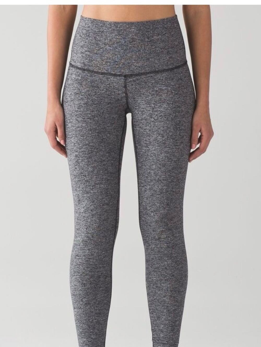 GUC LULULEMON 10” RISE WUNDER UNDER HEATHERED GREY LEGGINGS SZ 8